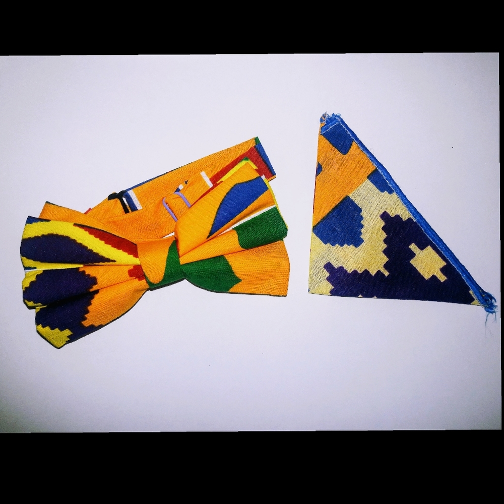 Handmade African Bowtie w/ Pocket Square
